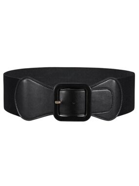 Women Black Elastic Wide Belt Stretchy Vintage Waist Belt for Dress Belt